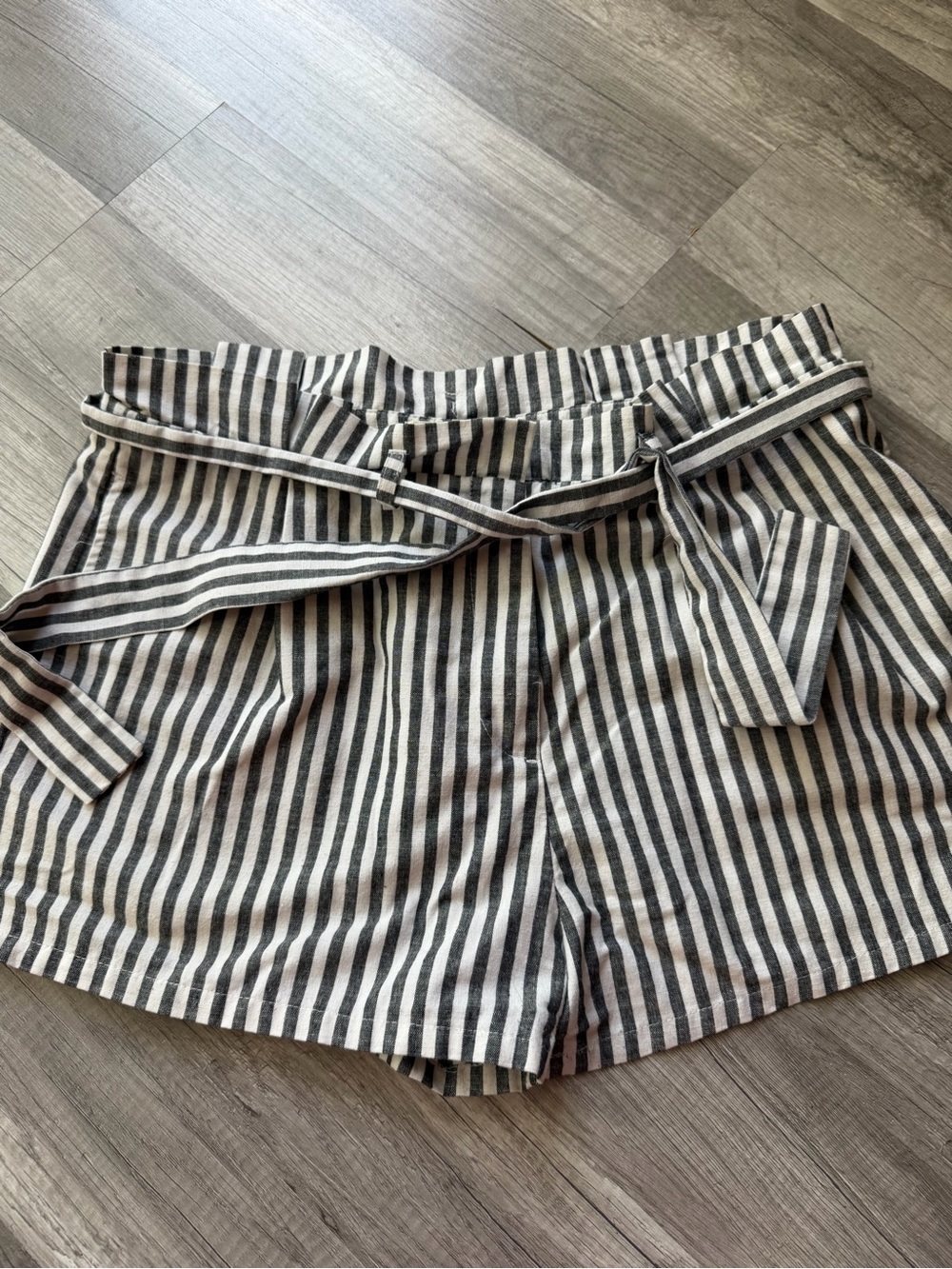Love Tree Black and White Striped Tie-Waist Bermuda Shorts